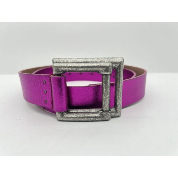 New Free People Rowan Leather Pink Purple Metallic Belt Size Small / Medium - Picture 3 of 7